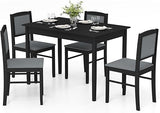 5-Piece Farmhouse Dining Table Set with Upholstered Chairs