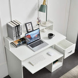 Axess White Computer Keyboard Tray and Drawer Small Home Office Bedroom, Homework