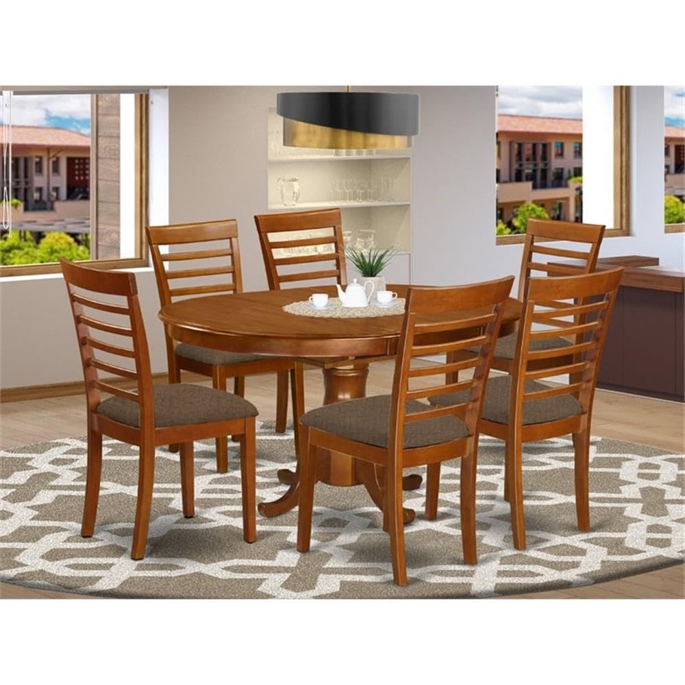 Furniture POML7-SBR-C 7 Piece Kitchen Table & Chairs Set Consist of an Oval Dining