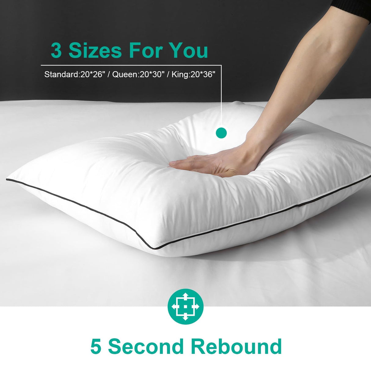 APSMILE Medium Firm Feathers Down/Poly Pillow Standard Size Pack of 1, Luxury Feather Pillow for Sleeping, 100% Organic Cotton Cover Hotel Collection Bed Pillows (White, 20"x26")