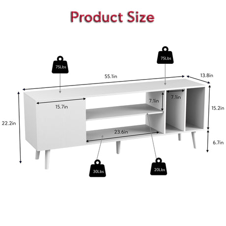 TV Stand for 55/65 inch TV, Mid Century Modern TV Console Table