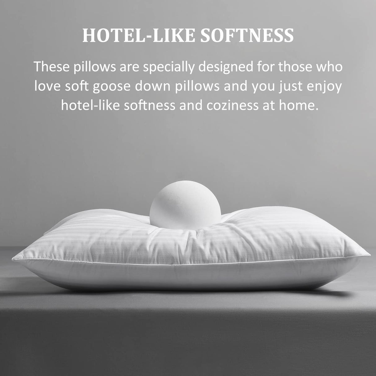 Goose Down Pillows - Hotel Collection Feather Pillows Set of 2 for Back, Stomach or Side