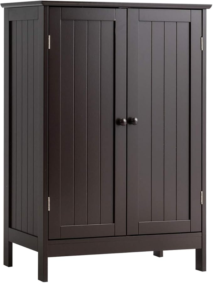 Bathroom Floor Cabinet, Freestanding Storage Cabinet with Double Doors and Shelf