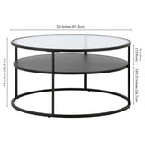 Ada 32" Wide Round Coffee Table in Blackened Bronze