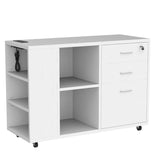File Cabinet with Charging Station, Mobile Lateral Filing Cabinet with Lock