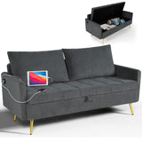 W Modern Velvet Loveseat Sofa Couch with Storage