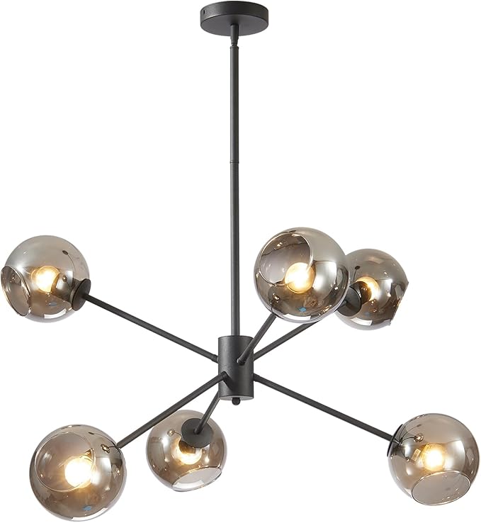 White Milk Glass Hanging Chandelier 10 Lights Mid Century Modern Globe Sputnik