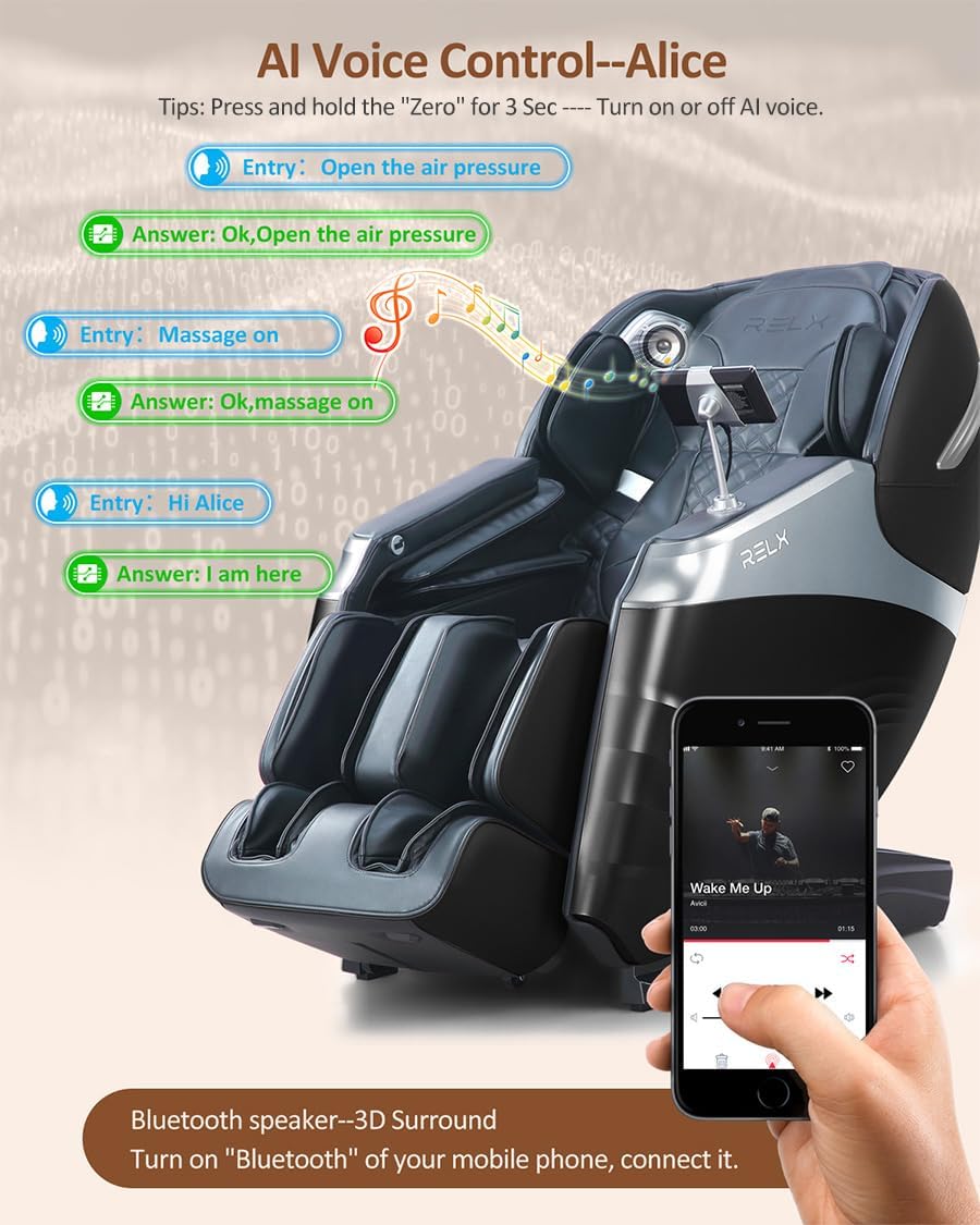 Massage Chair Full Body, Zero Gravity SL-Track Shiatsu Massage Chair