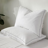 Luxury Goose Feather Down Pillow Queen Size Set of 2 - Made in USA Gusseted Hotel