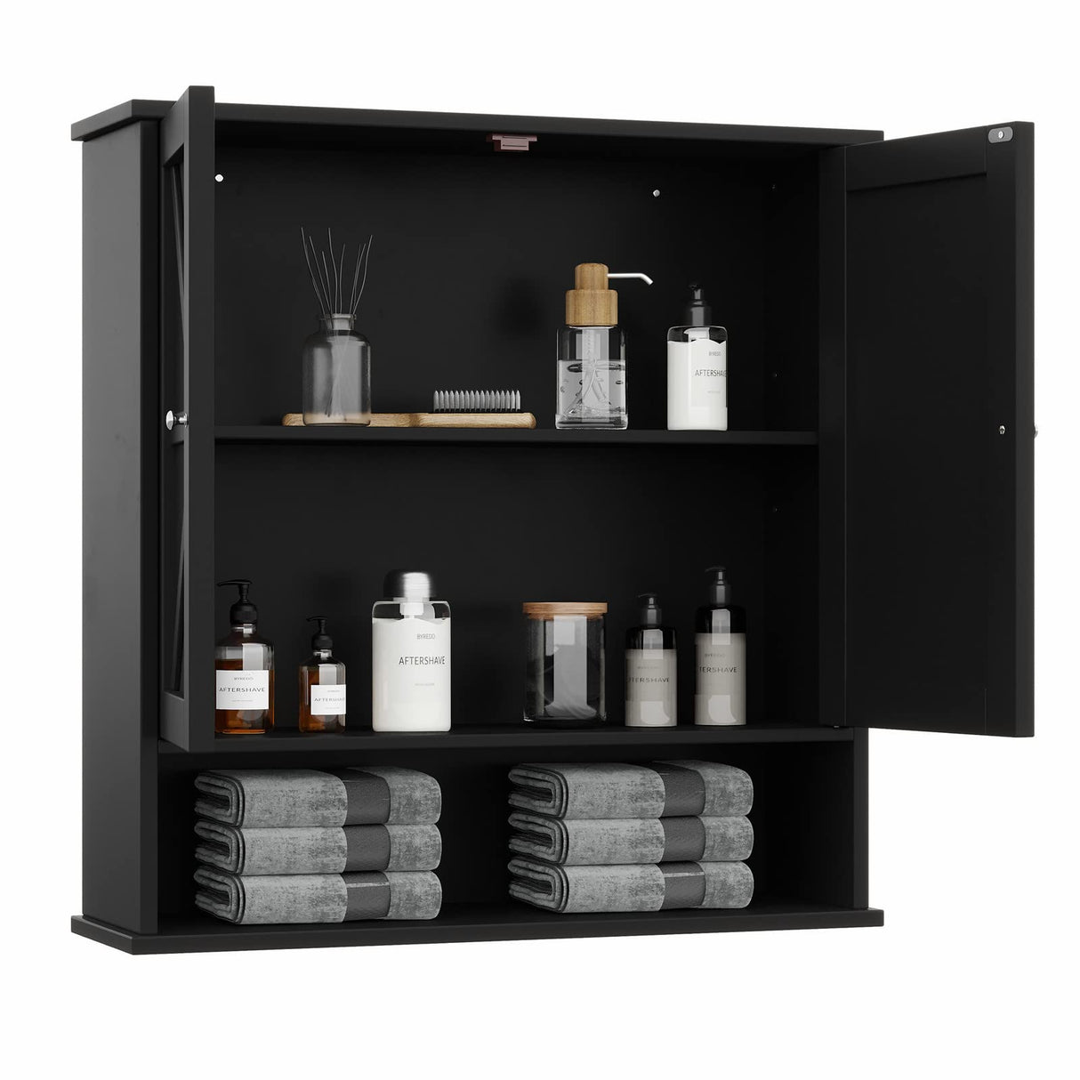 Two Door Wall Cabinet, Wooden Medicine Cabinet, Wall Mounted Bathroom Storage Cabinet