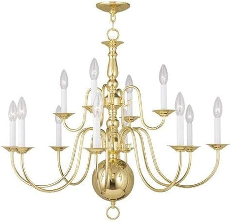 5014-01 Williamsburg 12-Light Chandelier, Antique Brass