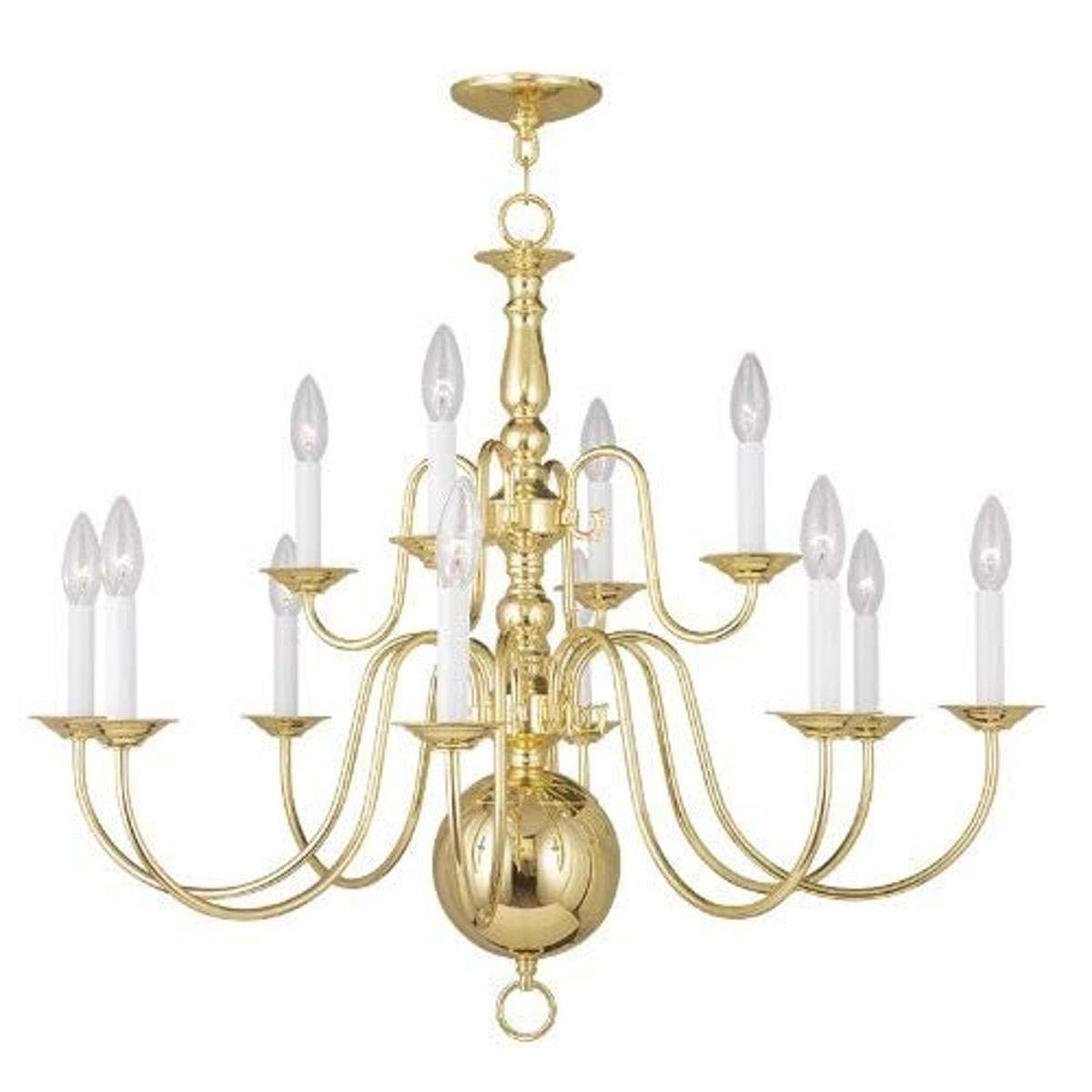 5014-02 Williamsburg 12-Light Chandelier, Polished Brass