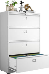 Lateral File Cabinet with Lock,4 Drawer Metal Filing Cabinets, Home Office Storage