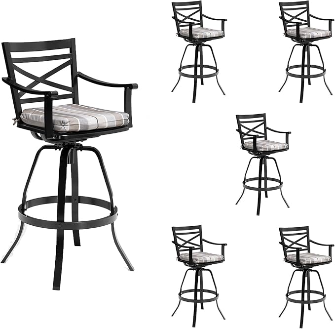 Sunbrella Outdoor Bar Stools Set of 4-30" H Aluminum Swivel Patio Bar Height Bar Stools