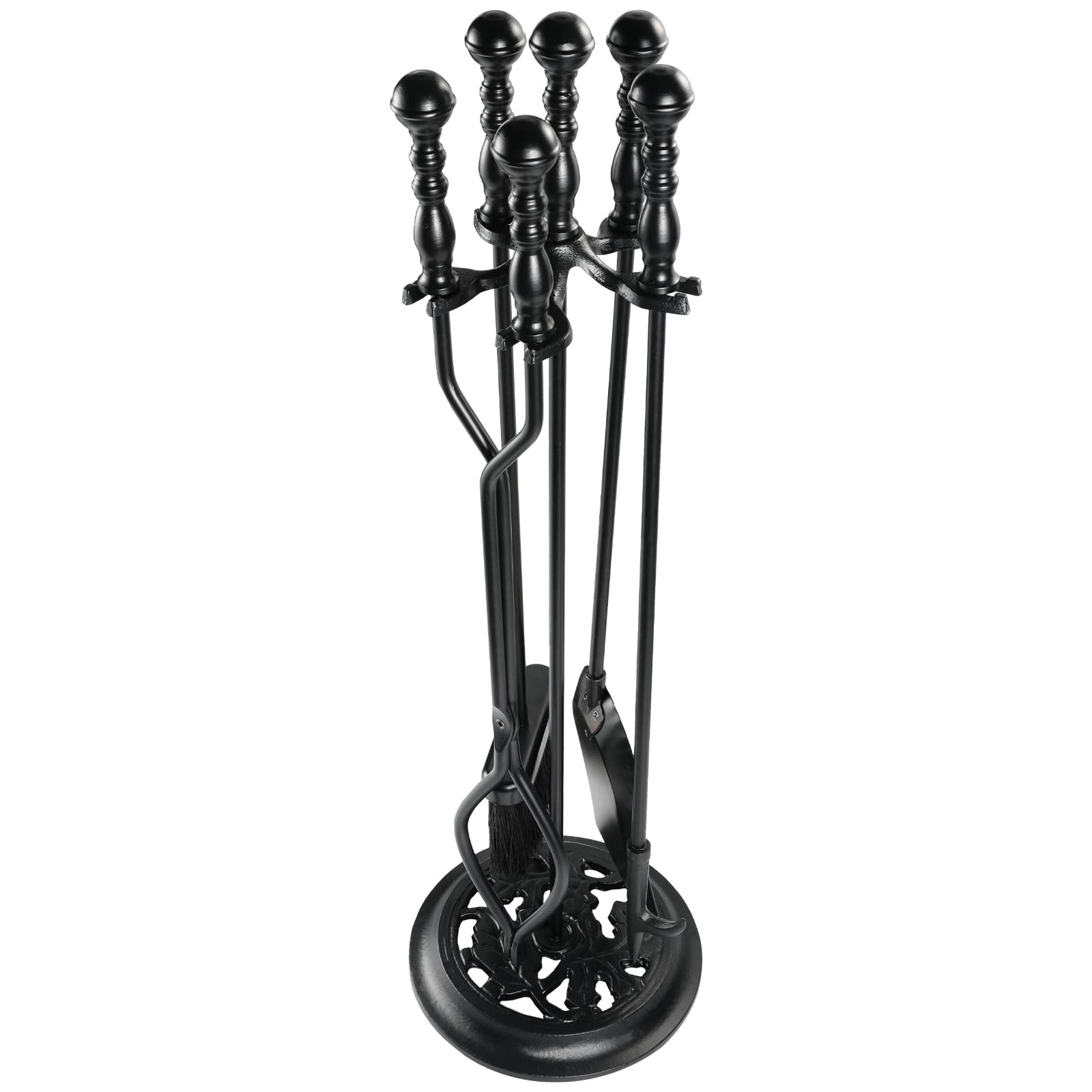 5 Pieces Fireplace Tools Sets Wrought Iron Firewood Kit with Handle Durable Tool Set