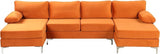 Modern Large Velvet Fabric U-Shape Sectional Sofa, Double Extra Wide