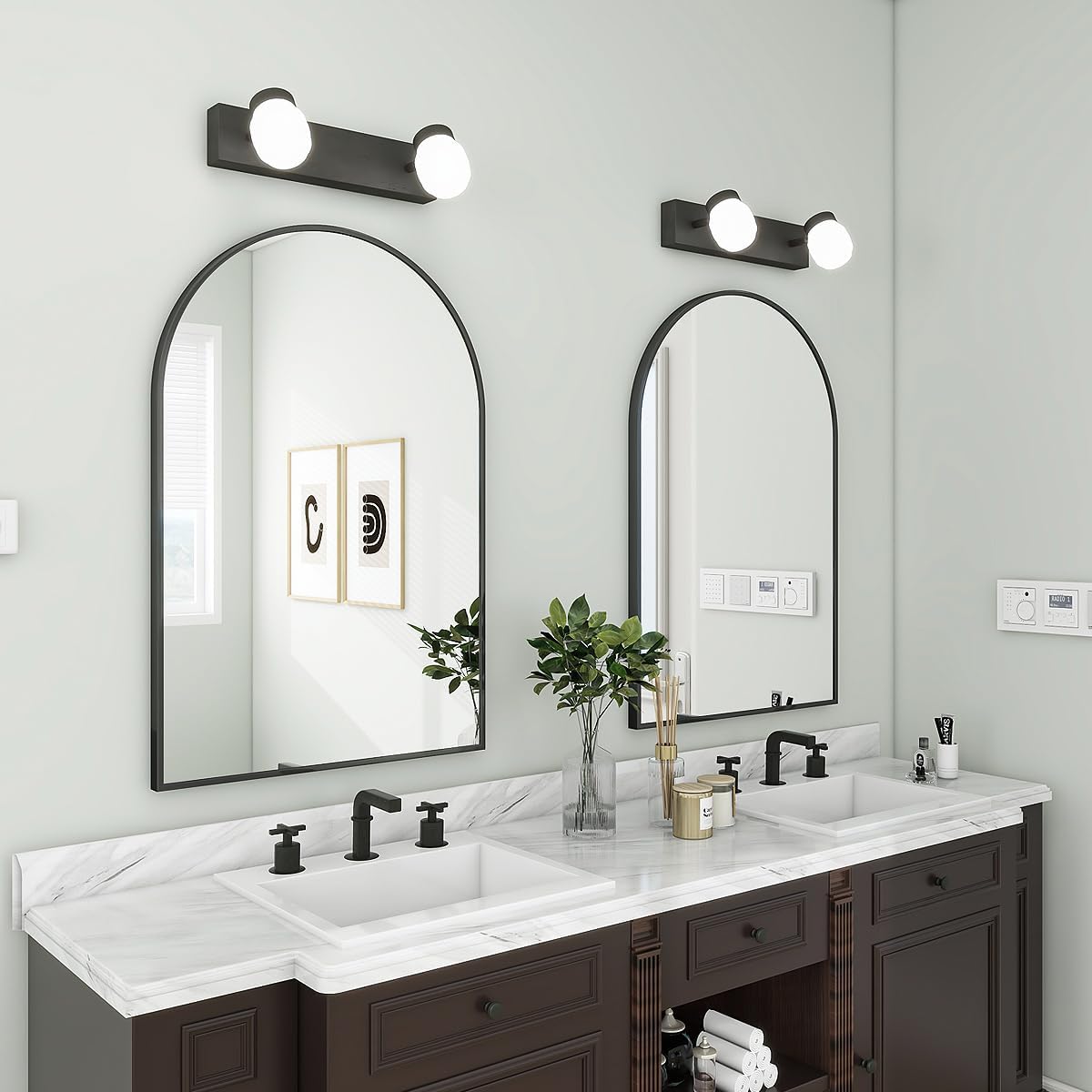 Wall Mounted Mirror, Arch Bathroom Mirror, Black Vanity Wall Mirror