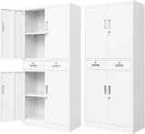 Metal Cabinet, Garage Storage Cabinet with Drawers and Adjustable Shelves for Garage