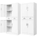 Metal Storage Cabinet, Locking Storage Cabinet with Drawers and Adjustable Shelves