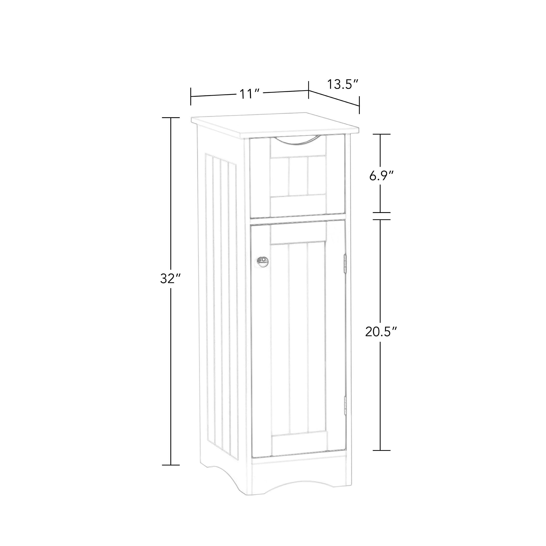 Slim, White Ashland Cabinet with Drawer