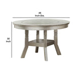 Benjara Round Wooden Dining Table with Glass Inserted Top,