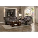 Transitional Microfiber Double Reclining Sofa in Chocolate