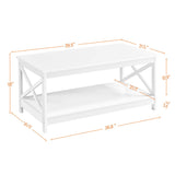 Simple X-Design Cocktail Coffee Table with Storage Shelf, Farmhouse 2-Tier Center Table