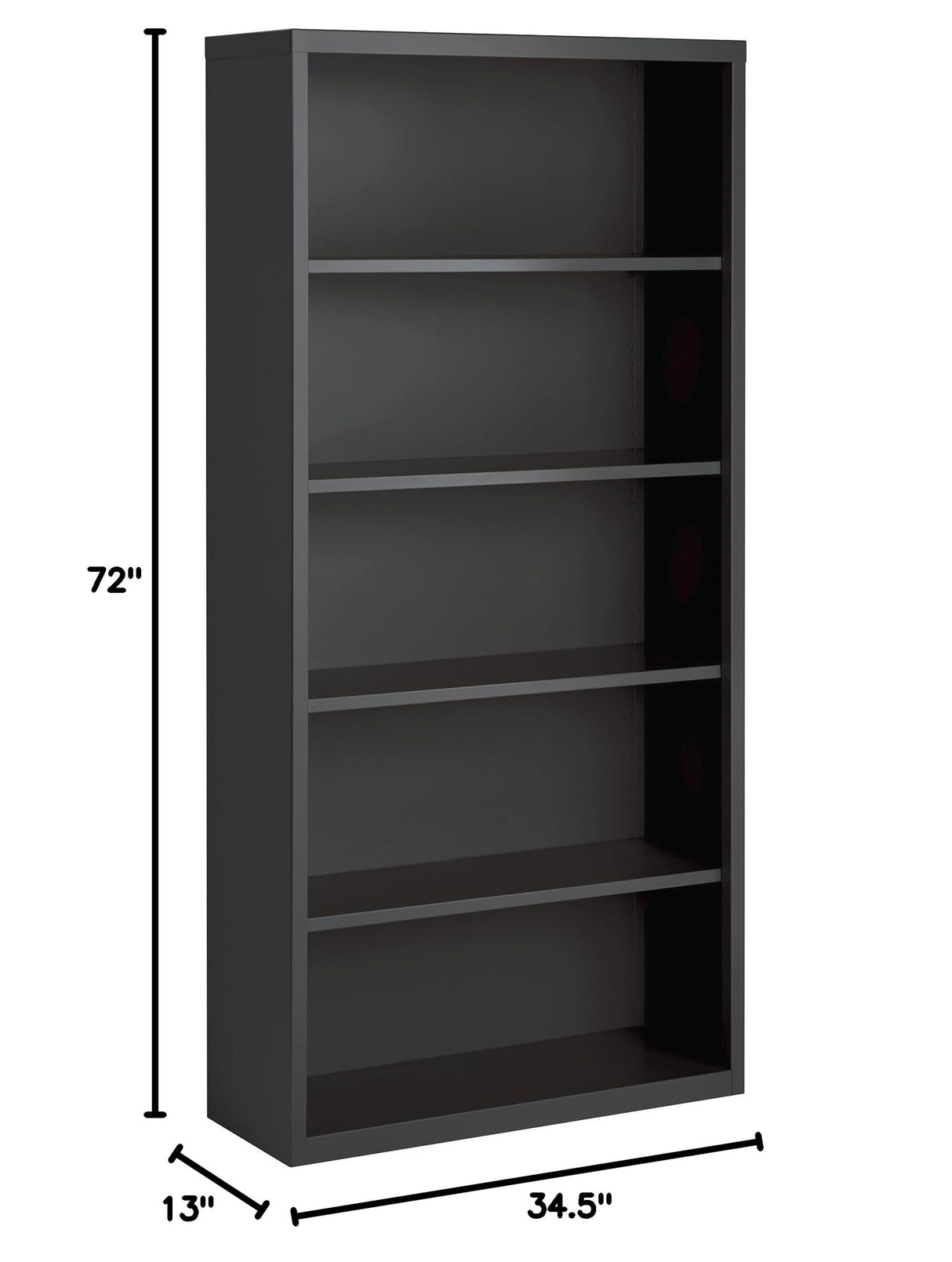 Lorell Fortress Series Charcoal Bookcase, 34.5" x 13" x 72"
