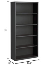 Lorell Fortress Series Charcoal Bookcase, 34.5" x 13" x 72"