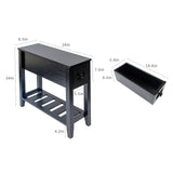 Narrow End Table, Black Side Table with Drawer, Slim Bed Side Table