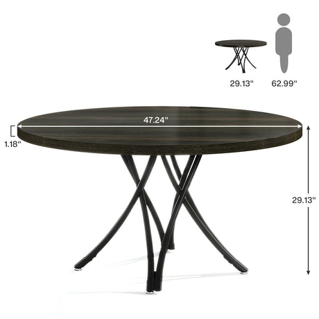 47" Round Conference Table, Modern Business Meeting Table for Office Conference Room