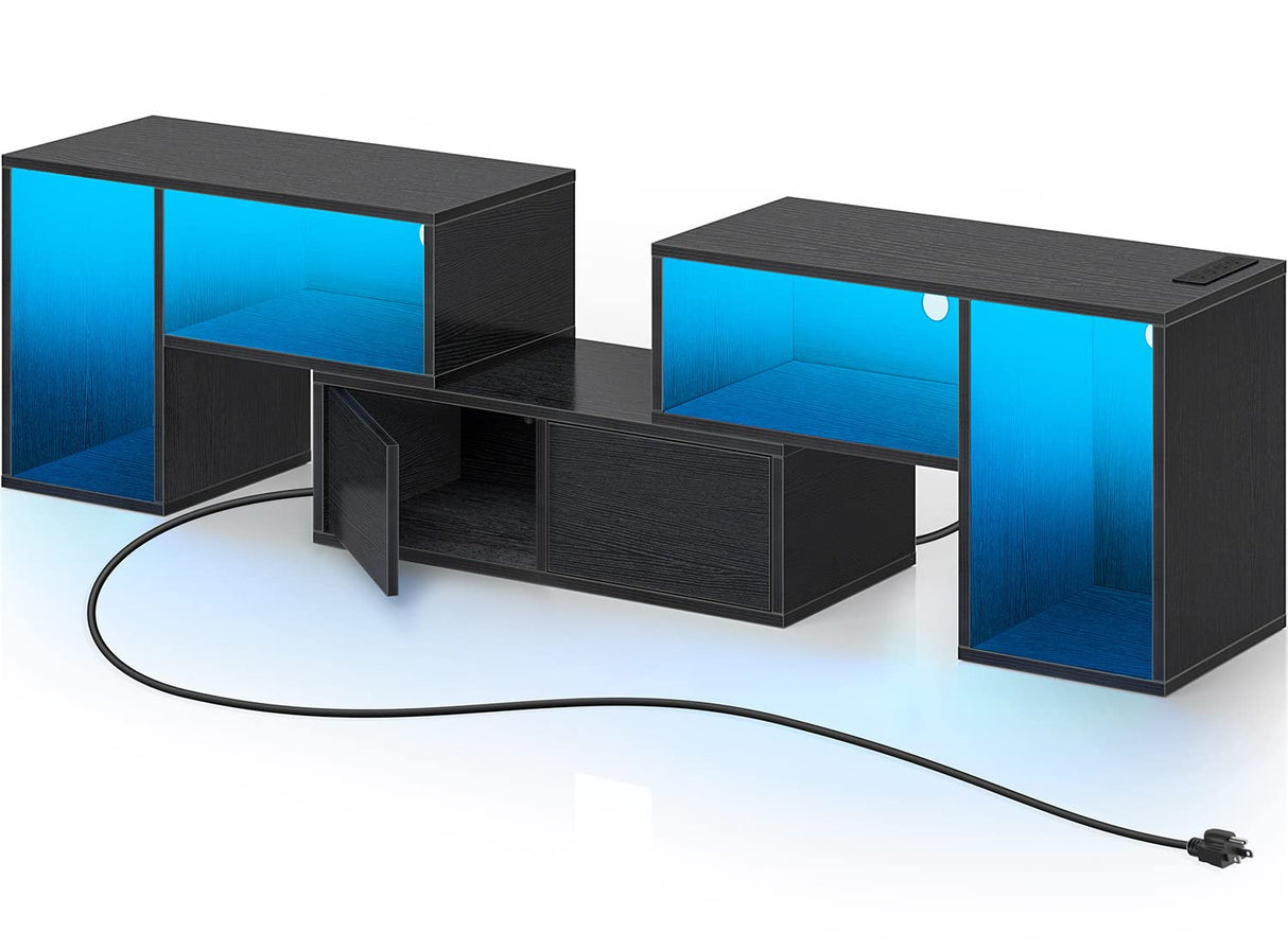 TV Stand, Deformable TV Stand with Power Outlets & LED Strip