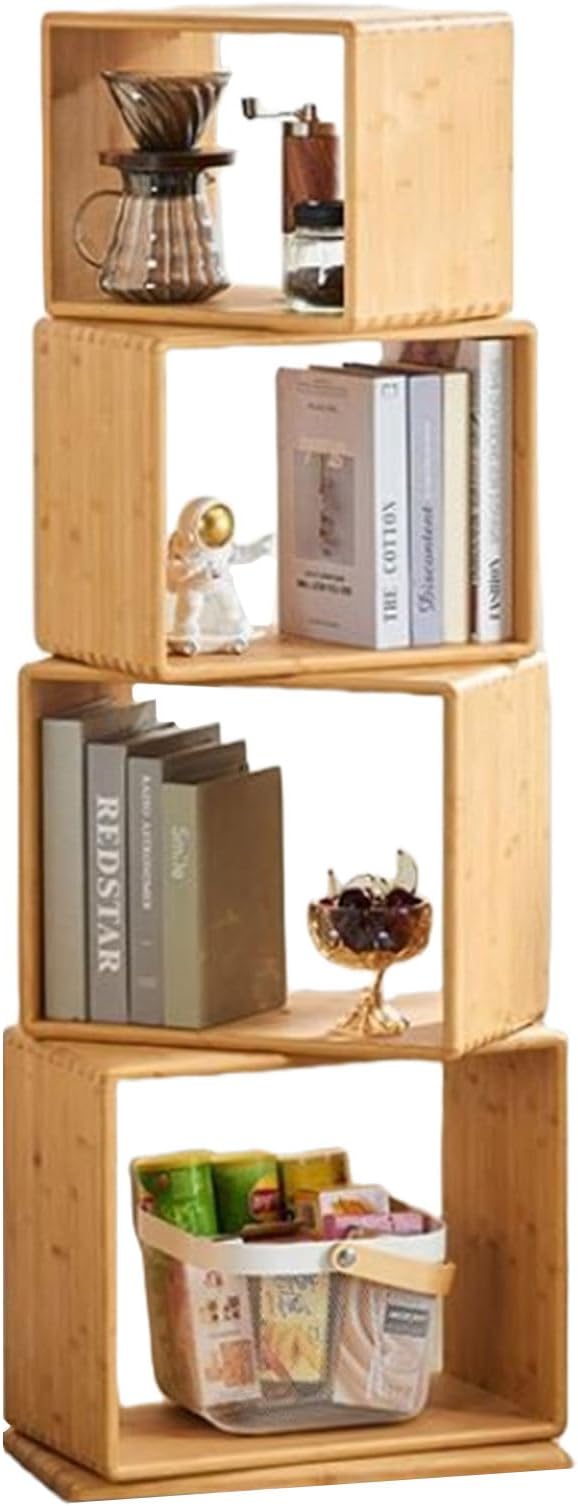 Rotating Bookshelf, 360 Rotating Bookshelf, Detachable Rotating Bookshelf, Wood Narrow Book Shelf Organizer for Home Office,Bedroom, Living Room, Kitchen