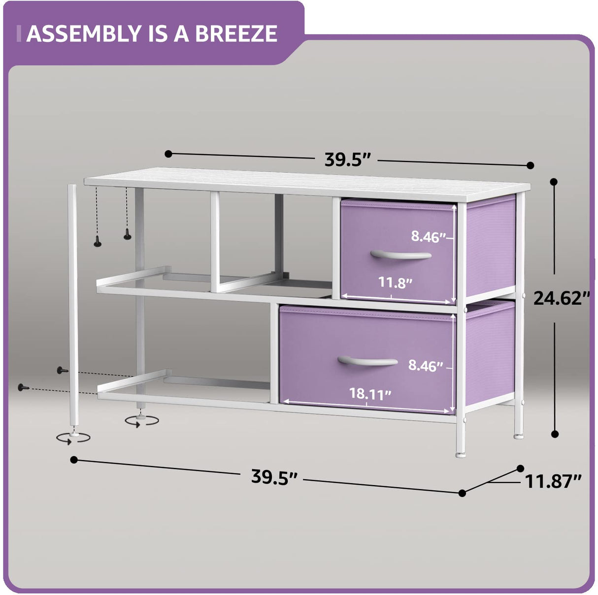 Kids Dresser with 5 Drawers - Storage Chest Organizer Unit with Steel Frame