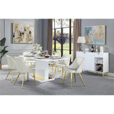 Gaines Wooden Rectangular Top Dining Table in White High Gloss