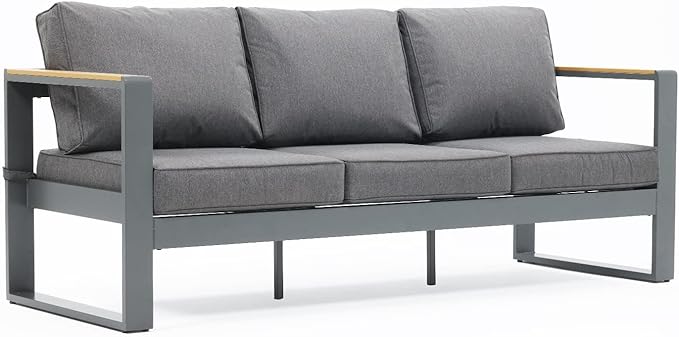 Outdoor Loveseat Sofa - Aluminum All-Weather Resistant Deep Seat Conversation Set