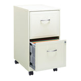 18"D SOHO Vertical Letter-Size Mobile File Cabinet, 2 Drawers, Pearl White