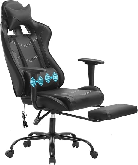 Racing Gaming Chair Office Massage Chair Ergonomic Recliner with Computer Desk PU