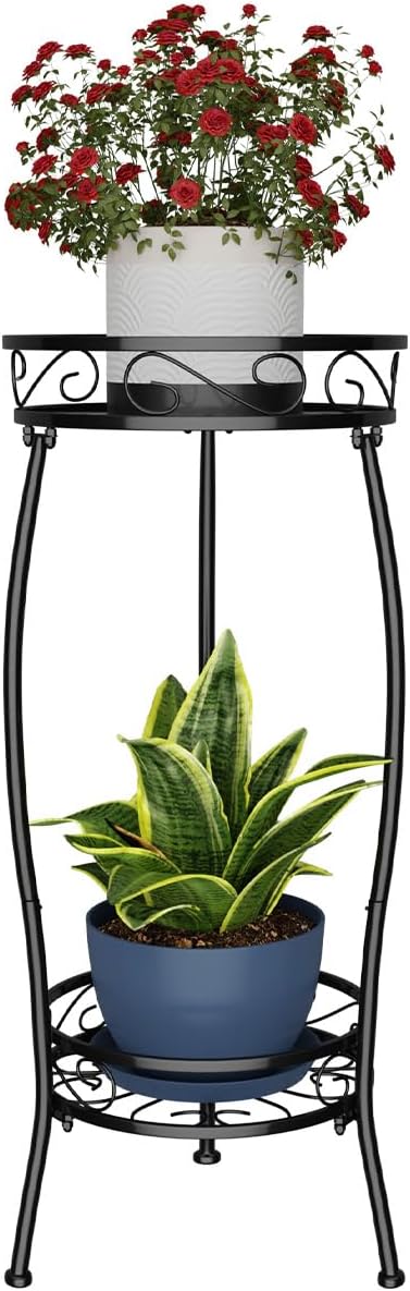 Plant Stand Indoor- 2 Tier Metal Tall Plant Stand 26.5" Flower Stand Holder