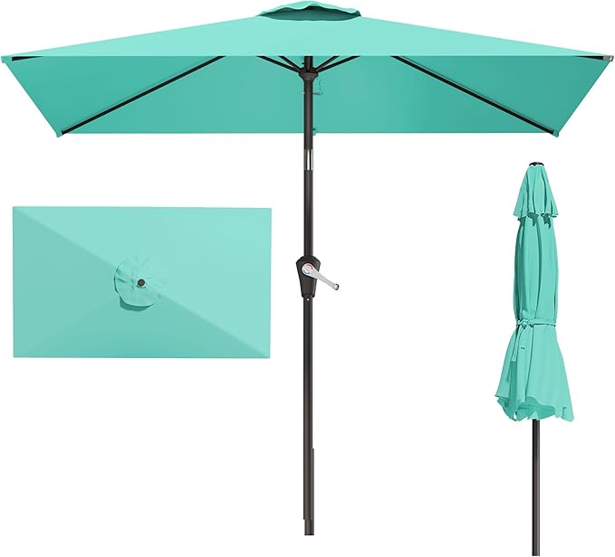 6.5' x 10' Rectangular Patio Umbrellas for Outdoor, Outdoor Table Umbrella