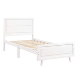 Twin for Girls, Hard Wood Platform Bed with Oxford Headboard Foot Board Wood Slats