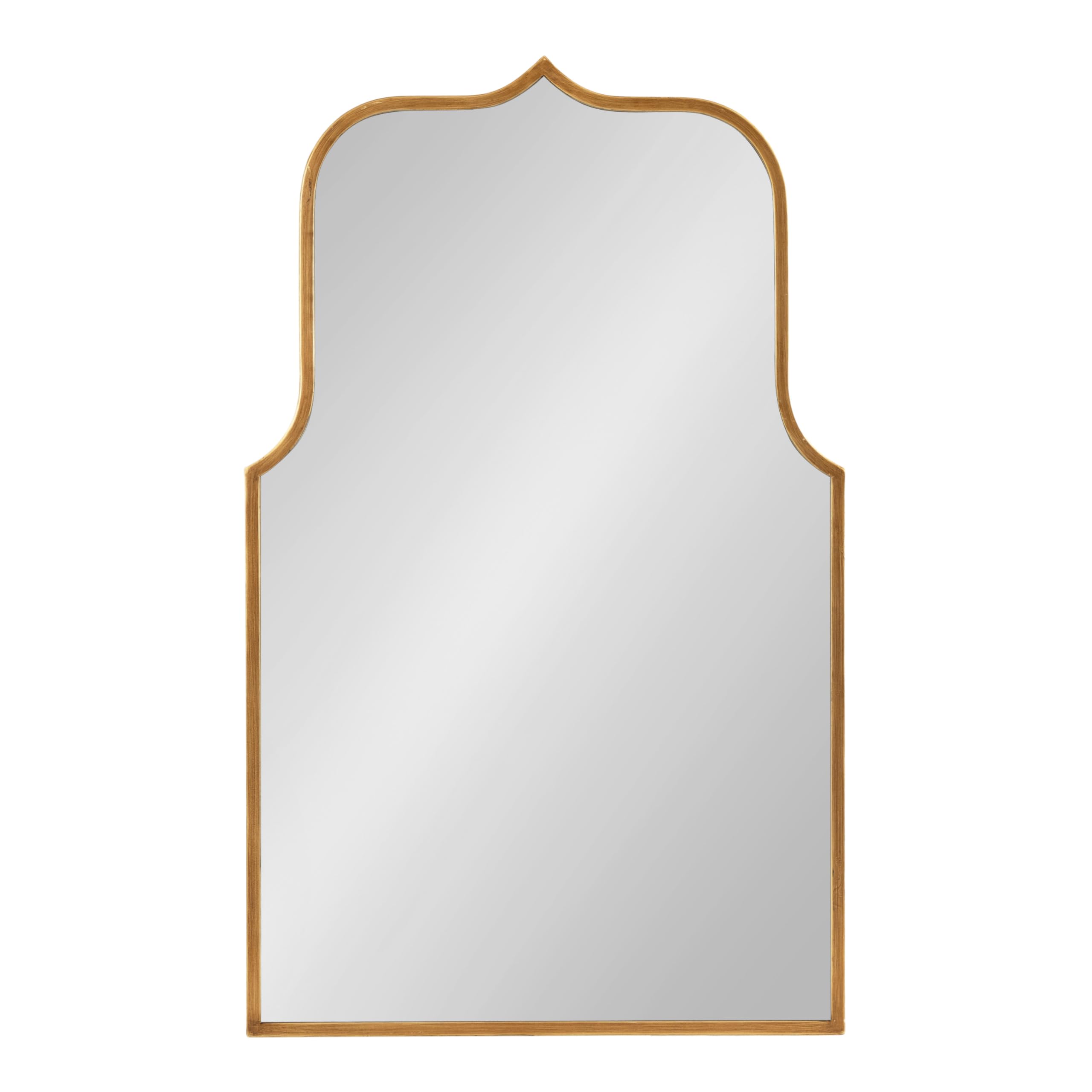 Gezella Glam Scalloped Arched Wall Mirror, Antique Gold