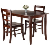 Inglewood 3-PC Set Table w/ 2 Ladderback Chairs Dining, Walnut