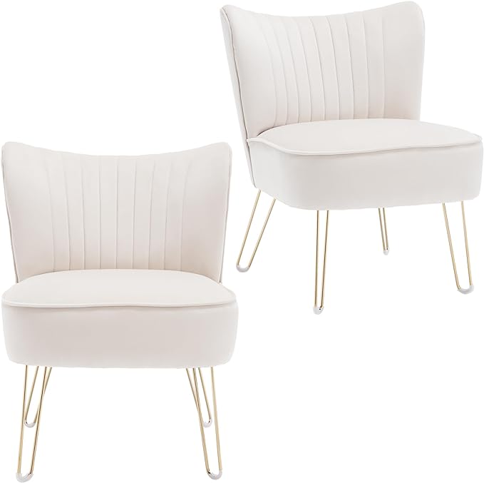 Modern Velvet Upholstered Accent Chair Set of 2,Mid Century Living Room Chairs