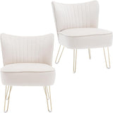Modern Velvet Upholstered Accent Chair Set of 2,Mid Century Living Room Chairs