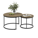 Coffee Table Set of 2, Round Coffee Table with Wood Top, Small Coffee Tables for Living