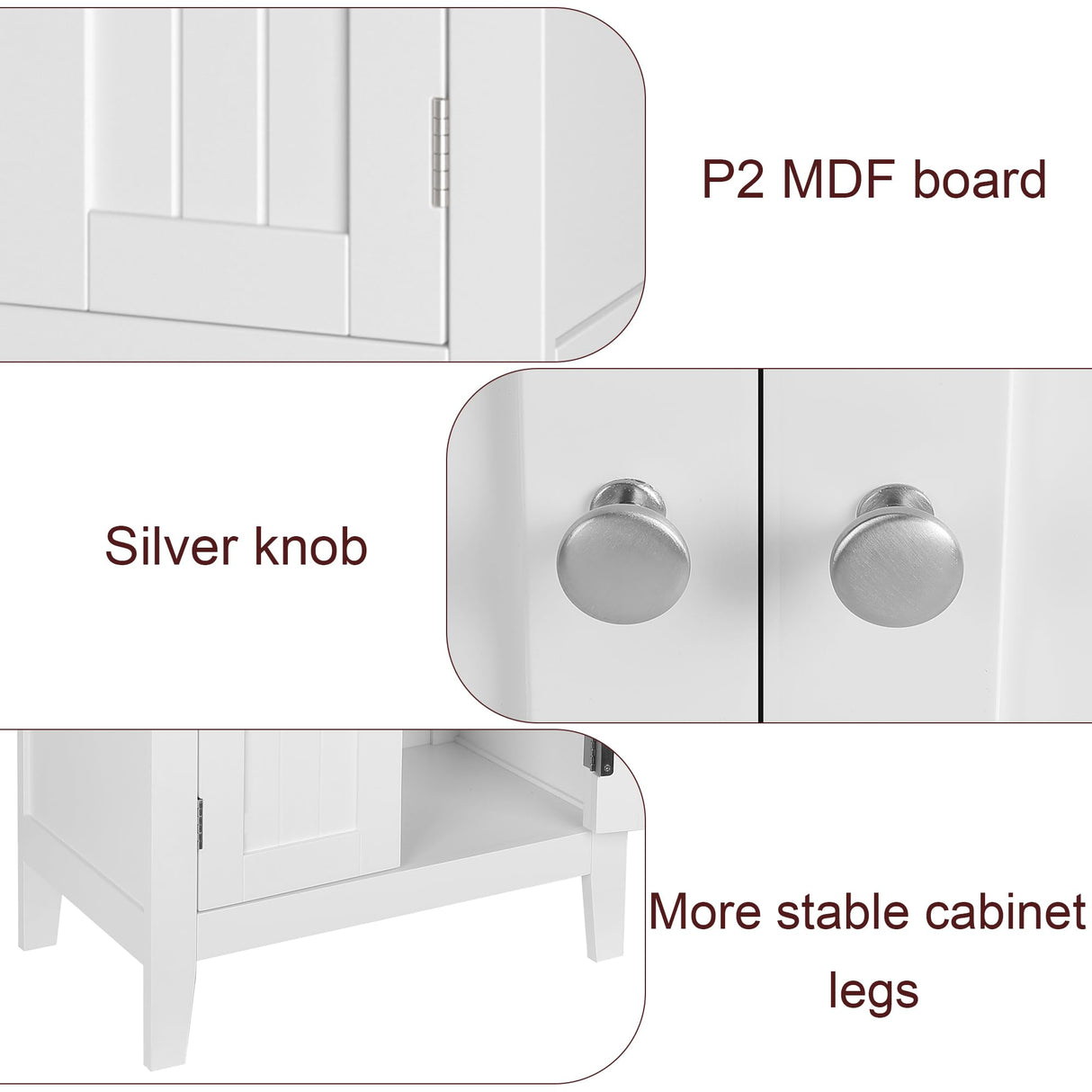 Bathroom Storage Cabinet, Free Standing Bathroom Cabinet with 2 Doors and Adjustbale