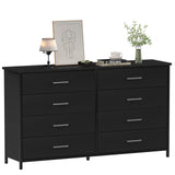 8 Drawer Dresser for Bedroom, Industrial Wood Dresser Wide 8 Chest of Drawers,