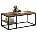 Coffee Table, Living Room Table, Coffee Table with Steel Frame and Shelves