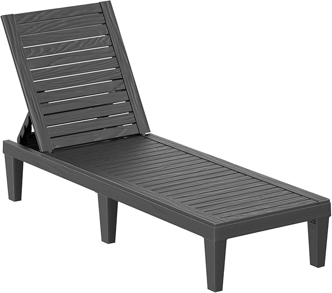 Chaise Lounge Chairs with 5-Position Adjustable Backrest, UV-Resistant